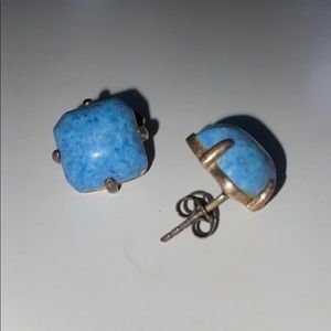 vintage denim lapis sterling silver stud earrings